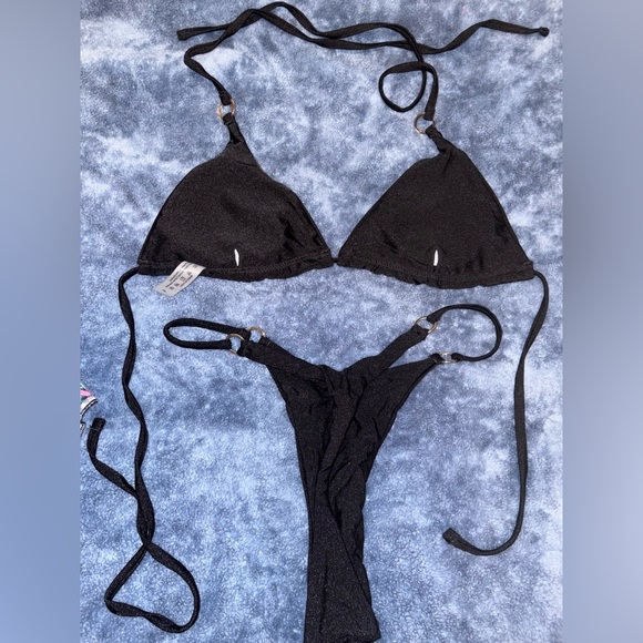 NWOT Black SEXY Triangle Thong Bikini Set - Picture 3 of 5